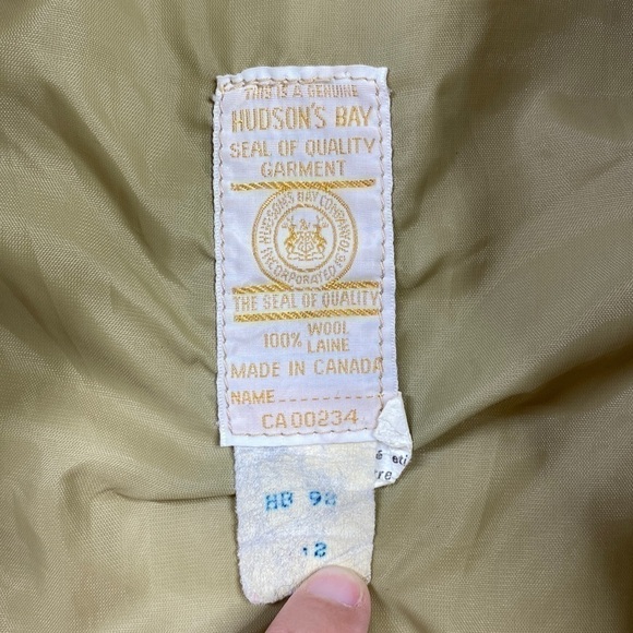 Vintage Hudson Bay 50's Bay Striped Pure Wool Blanket Coat Jacket Large - Picture 3 of 14